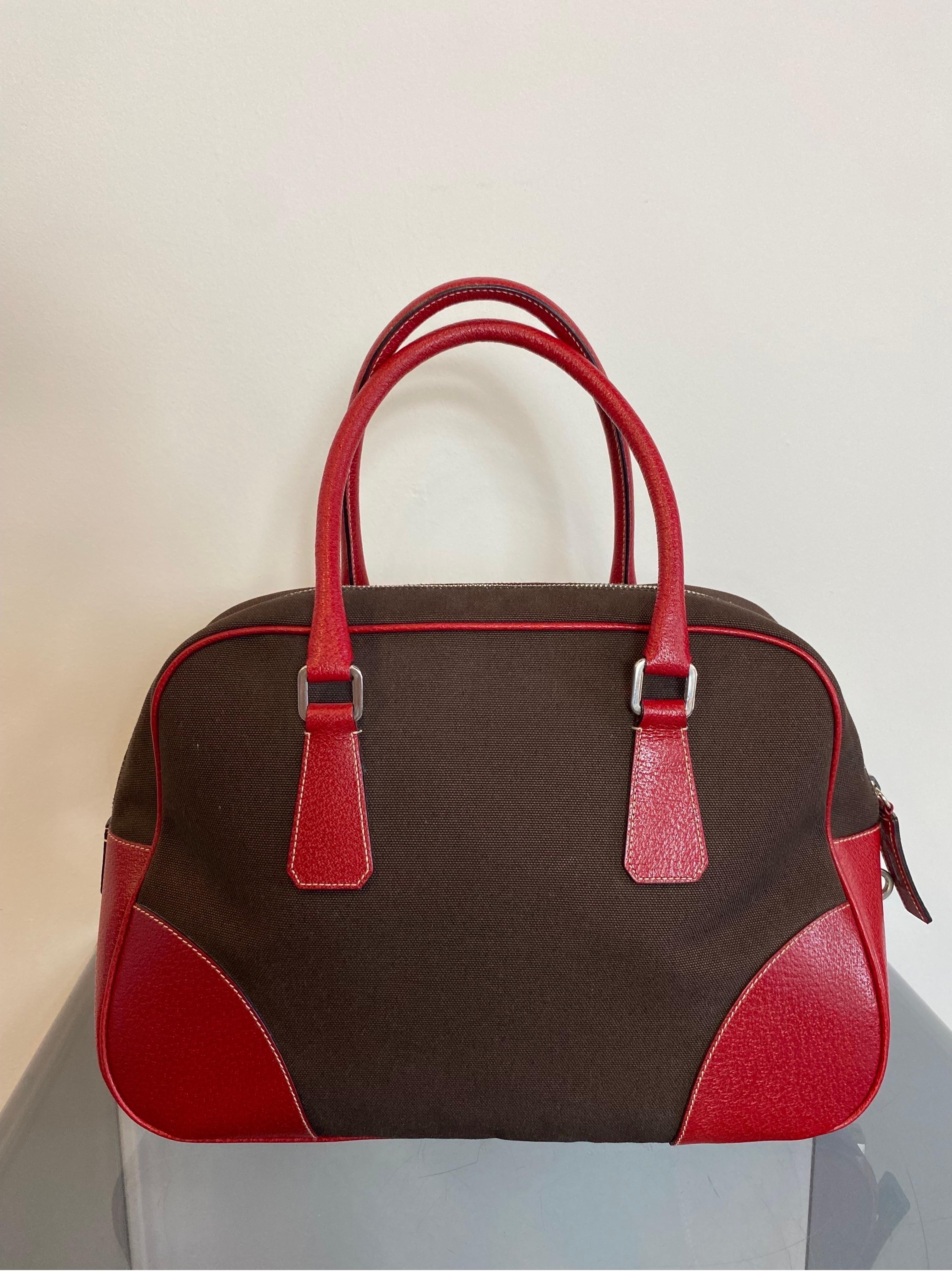 Brown Prada canapa handbag For Sale