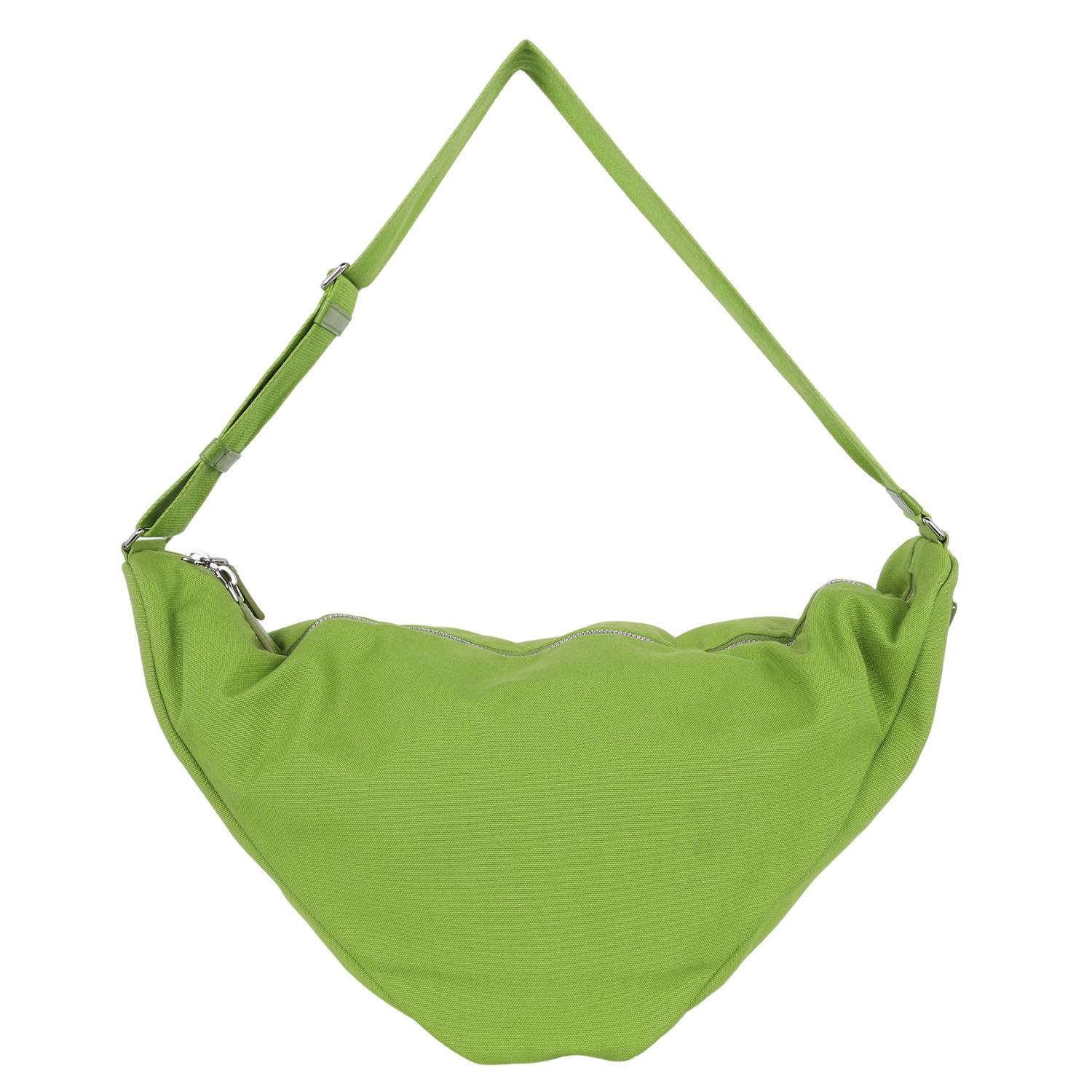 Prada Canapa Logo Embossed Large Triangle Shoulder Bag Gym Bag Lime Green 1