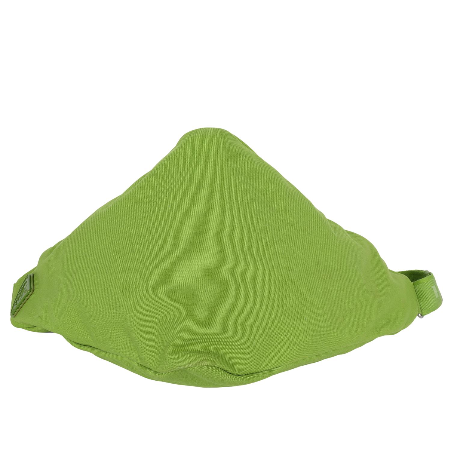 Prada Canapa Logo Embossed Large Triangle Shoulder Bag Gym Bag Lime Green 4