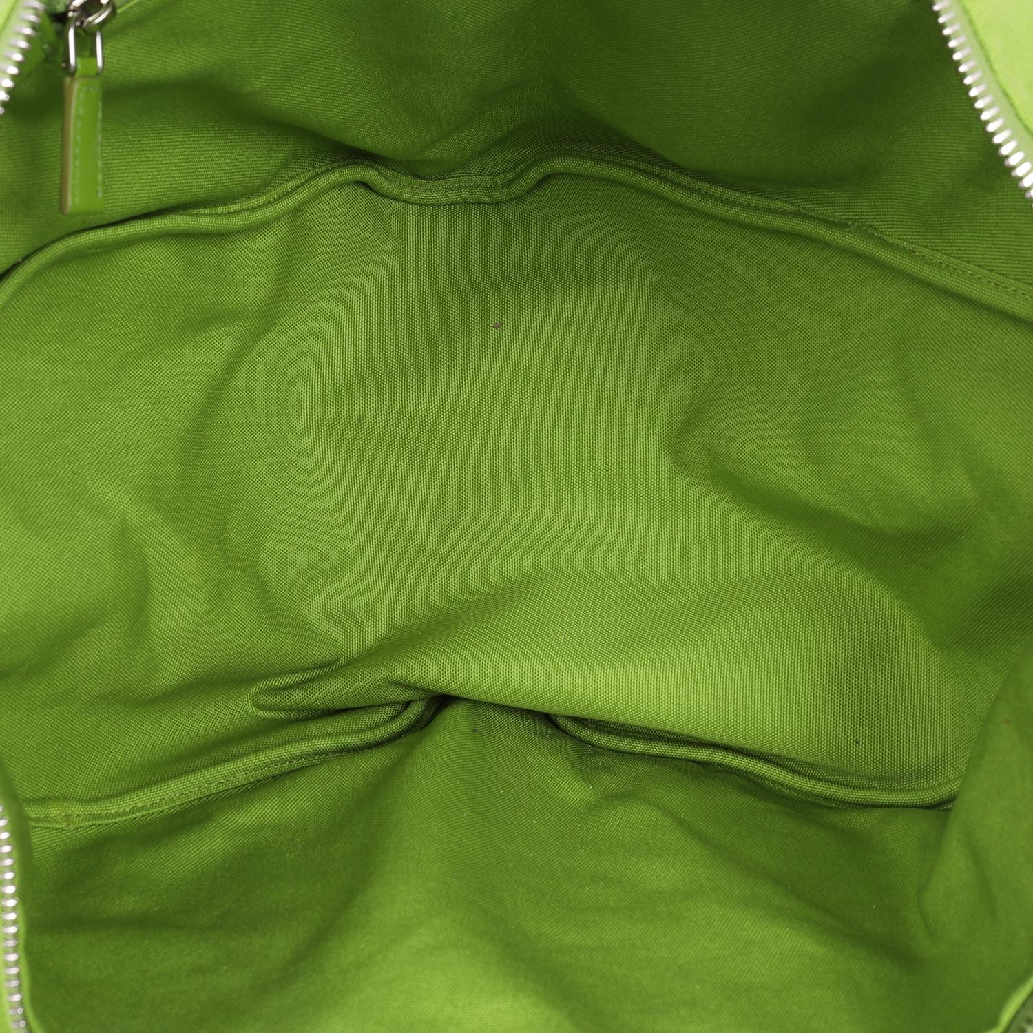 Prada Canapa Logo Embossed Large Triangle Shoulder Bag Gym Bag Lime Green 5