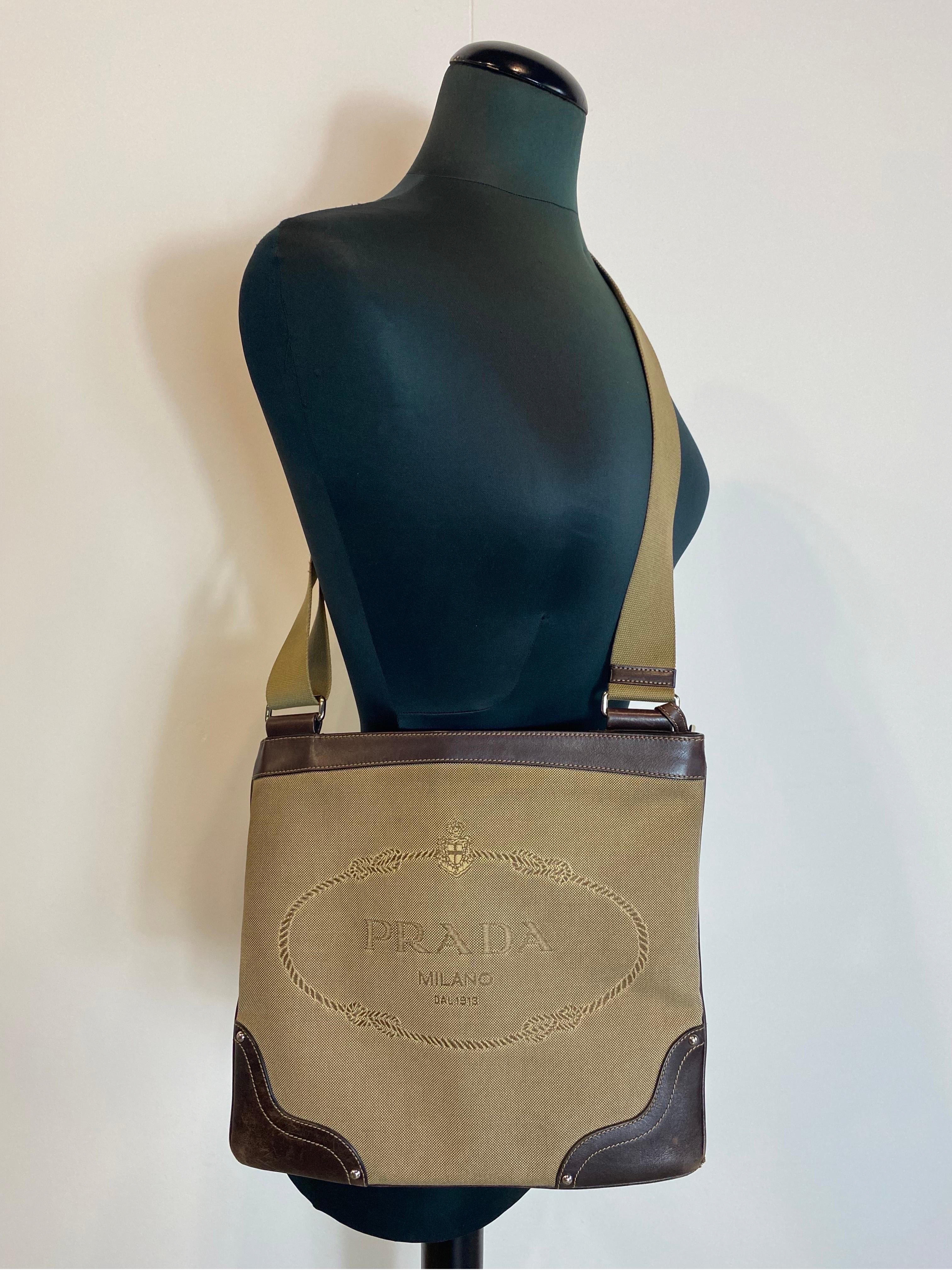 Prada Canapa shoulder bag in canvas with logo 5