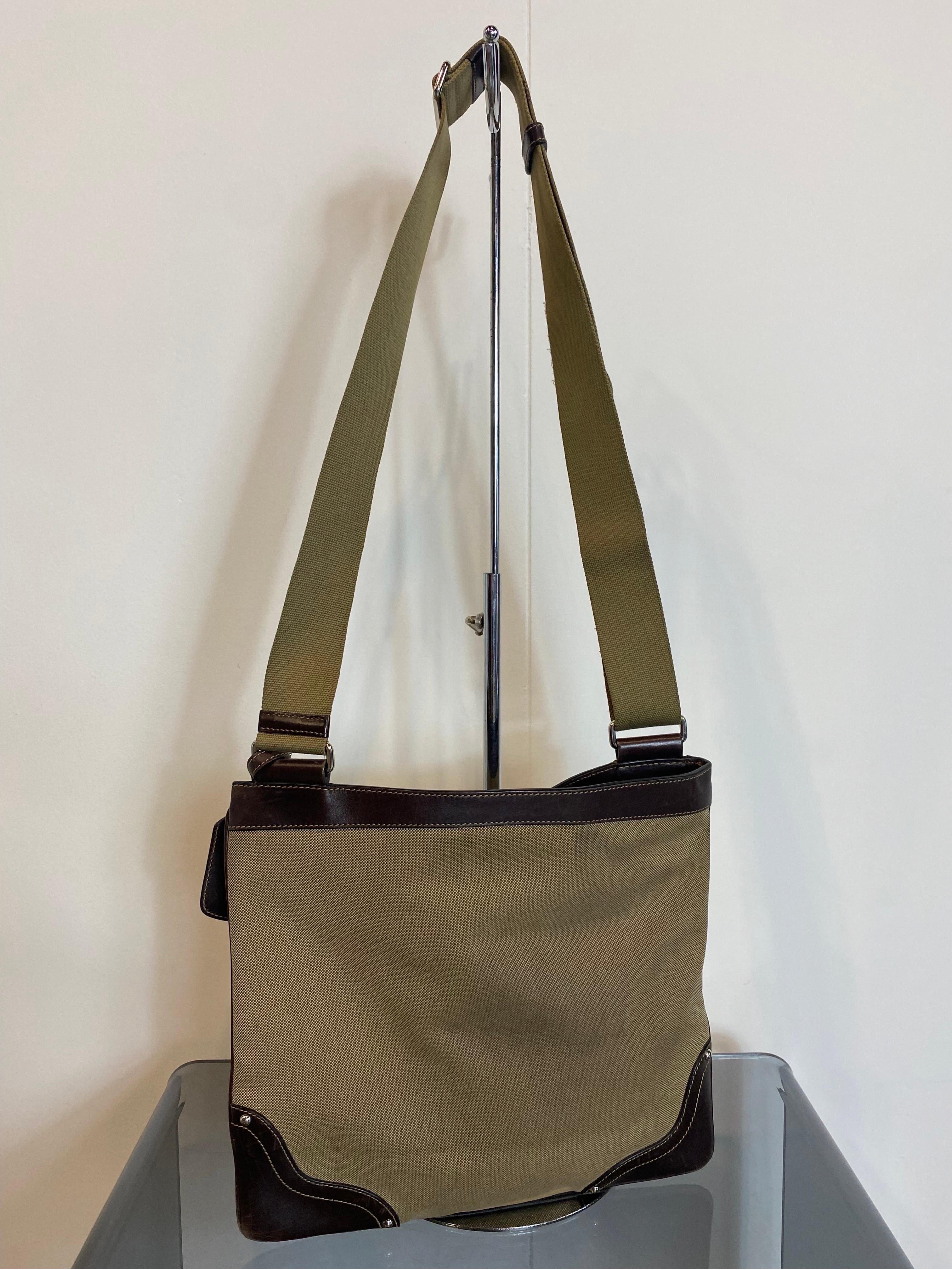 Brown Prada Canapa shoulder bag in canvas with logo