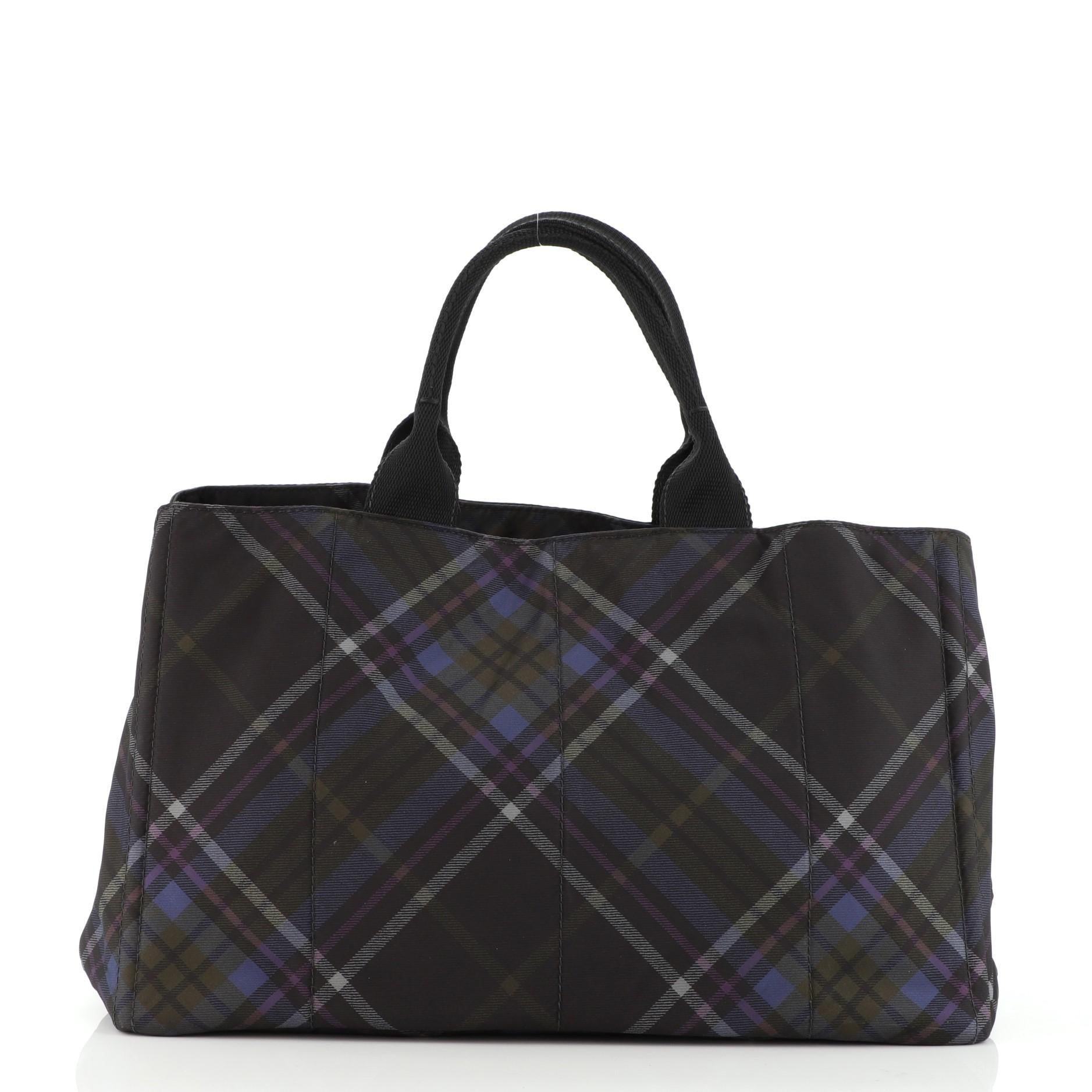 Prada Canapa Tote Bedrucktes Tessuto Medium (Schwarz)