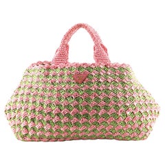 Prada Canapa Tote Raffia Crochet Large