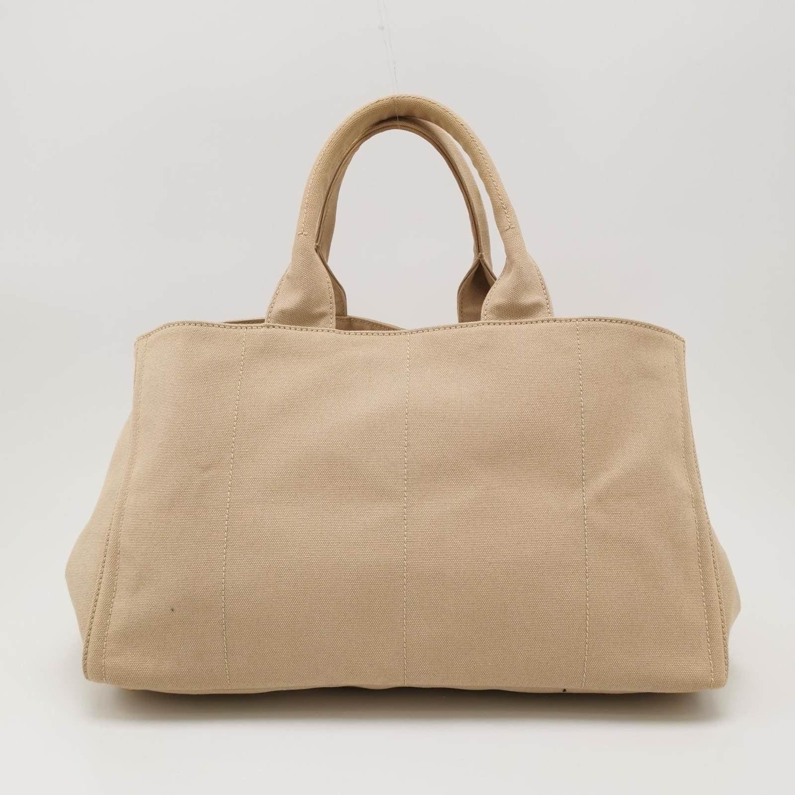 Women's Prada Canape Canvas Tote Beige Top Handle Bag with Jewels