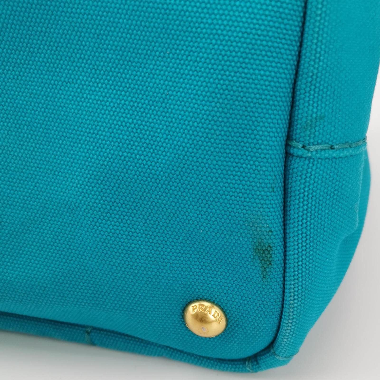 Prada Canape Canvas Tote Small Blue Top Handle Bag For Sale 7