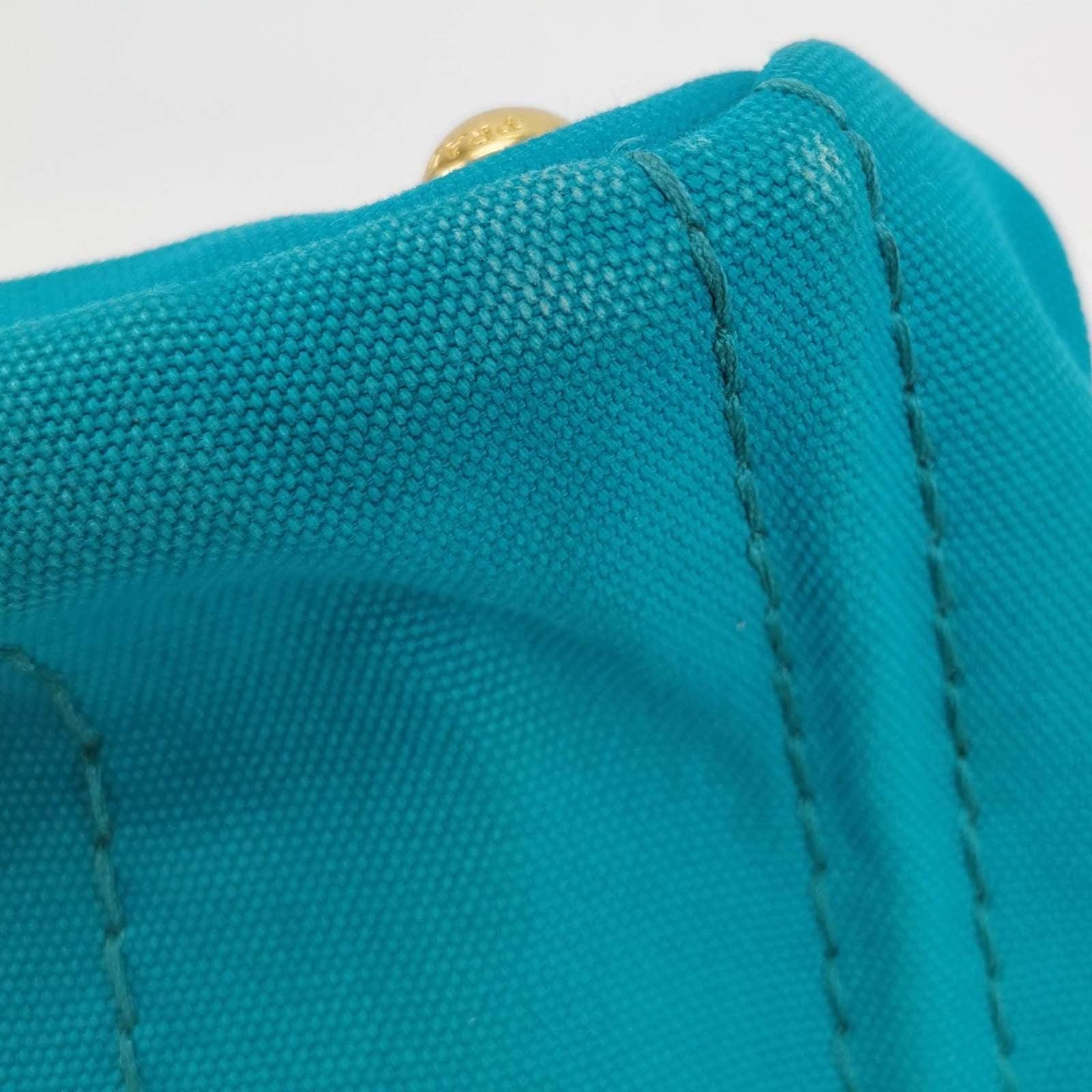 Prada Canape Canvas Tote Small Blue Top Handle Bag For Sale 8