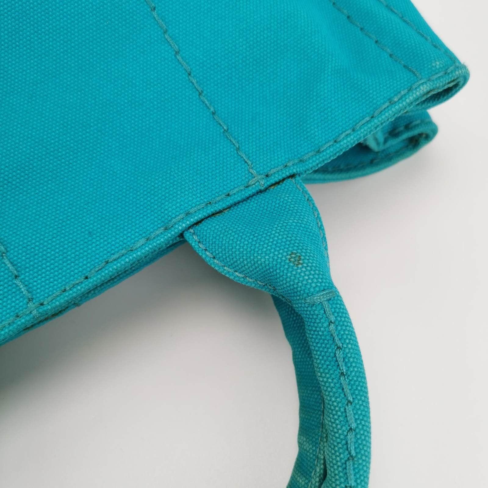 Prada Canape Canvas Tote Small Blue Top Handle Bag For Sale 10
