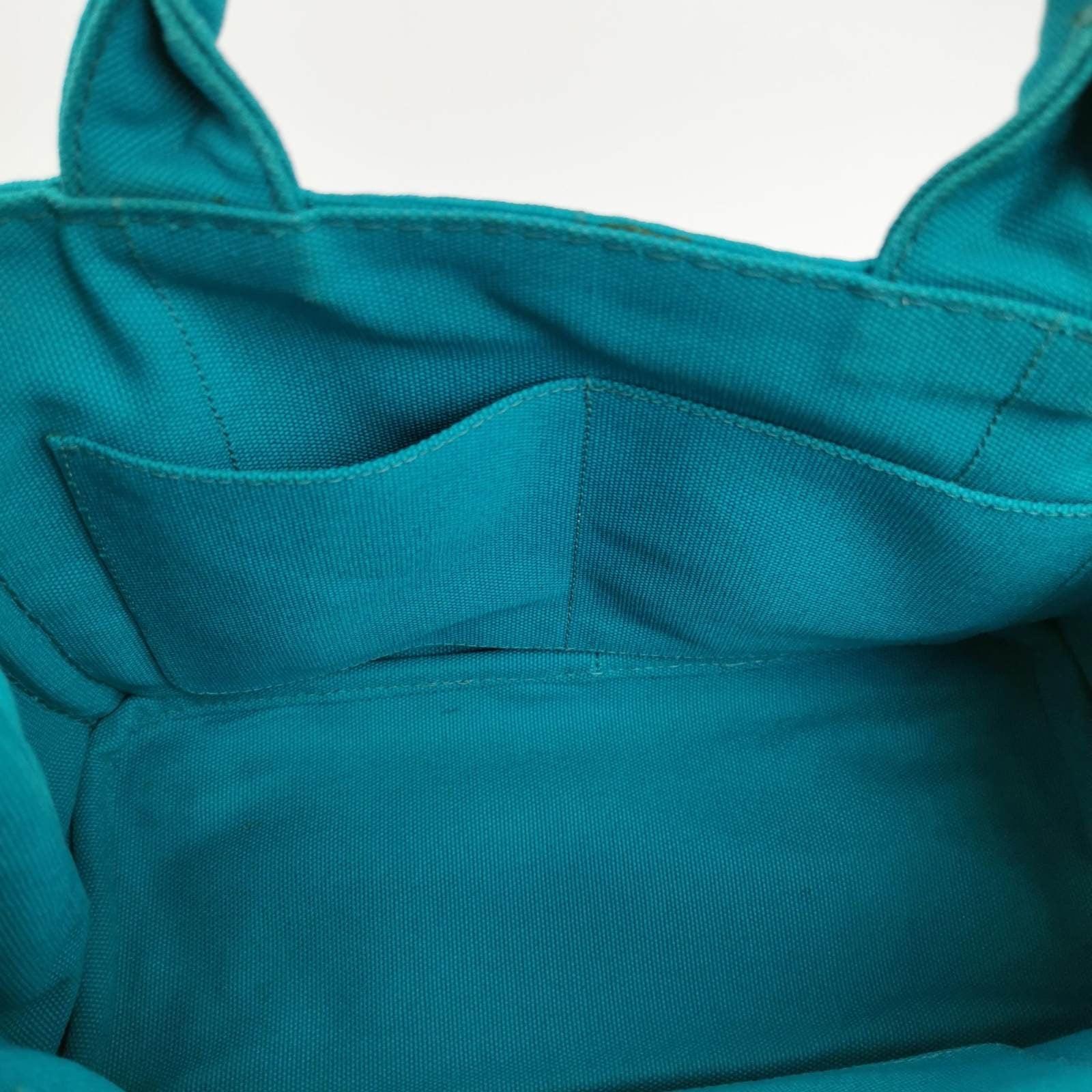 Prada Canape Canvas Tote Small Blue Top Handle Bag For Sale 11