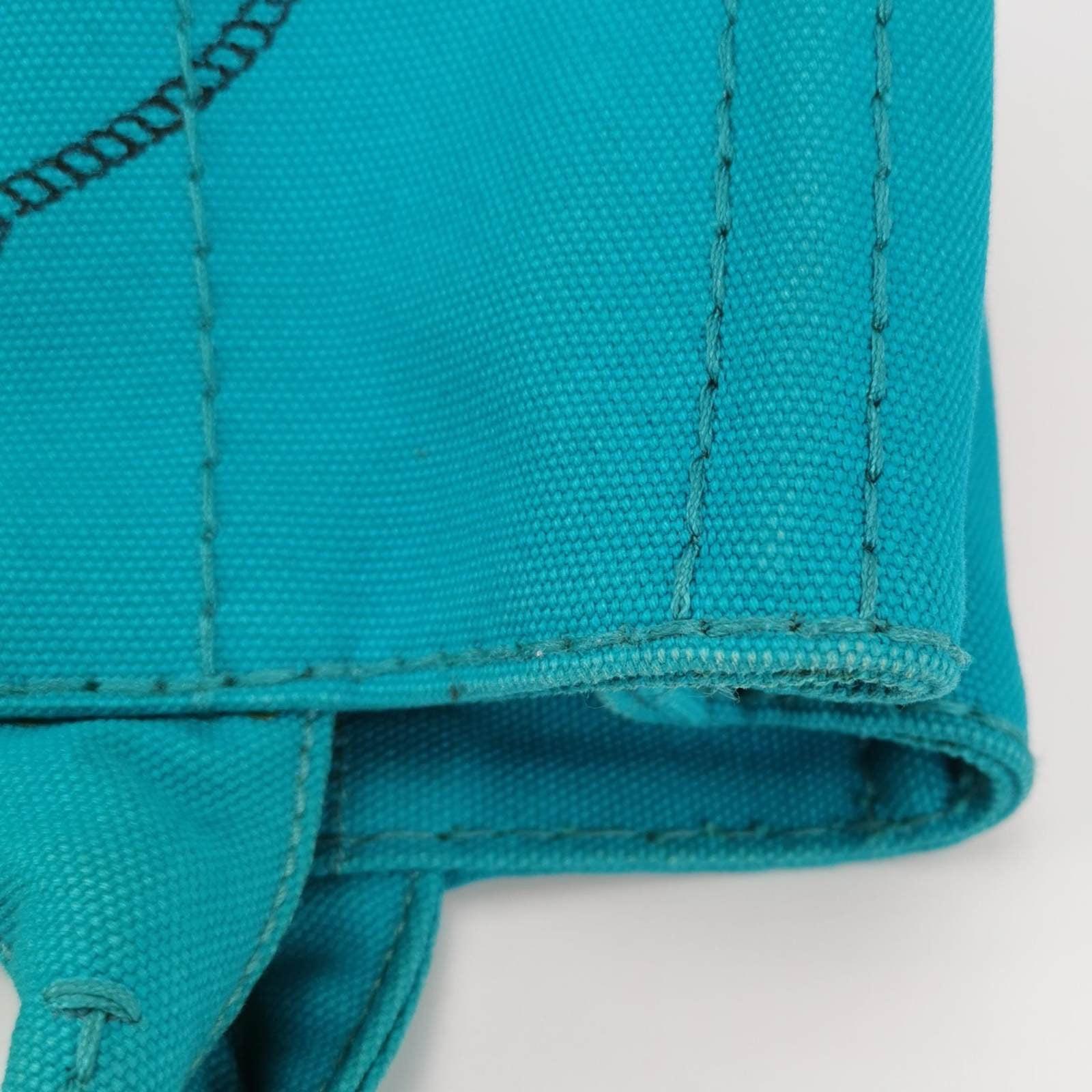 Prada Canape Canvas Tote Small Blue Top Handle Bag For Sale 4