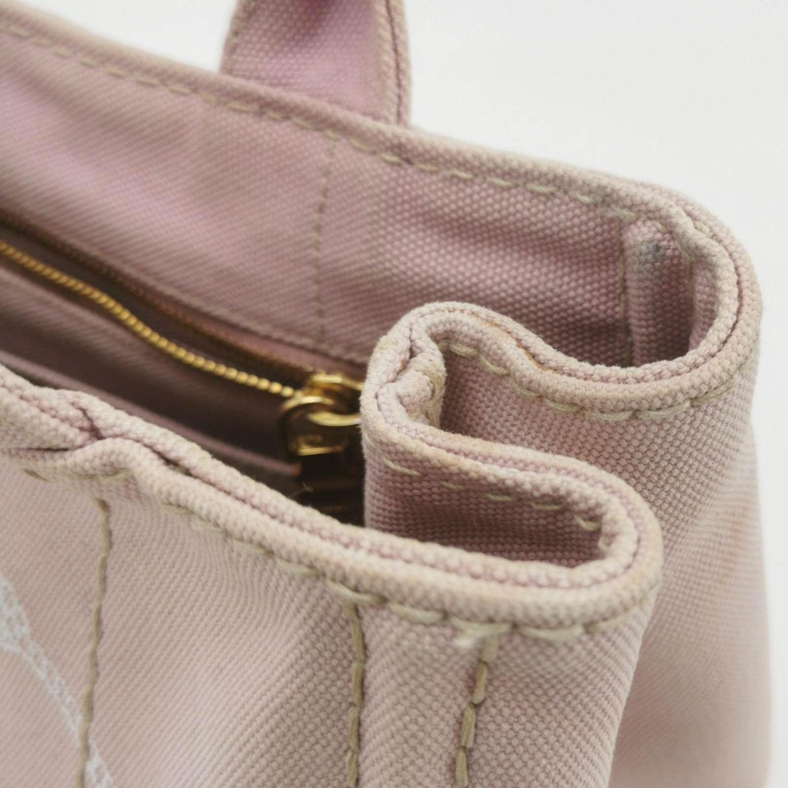 Prada Canape Canvas Tote piccola rosa con manico superiore e cinturino in vendita 4