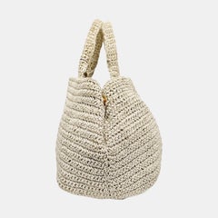 Prada Canape Straw Tote Beige Top Handle Bag