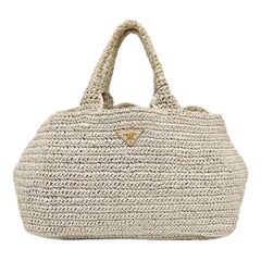 Prada Canape Straw Tote Beige Top Handle Bag