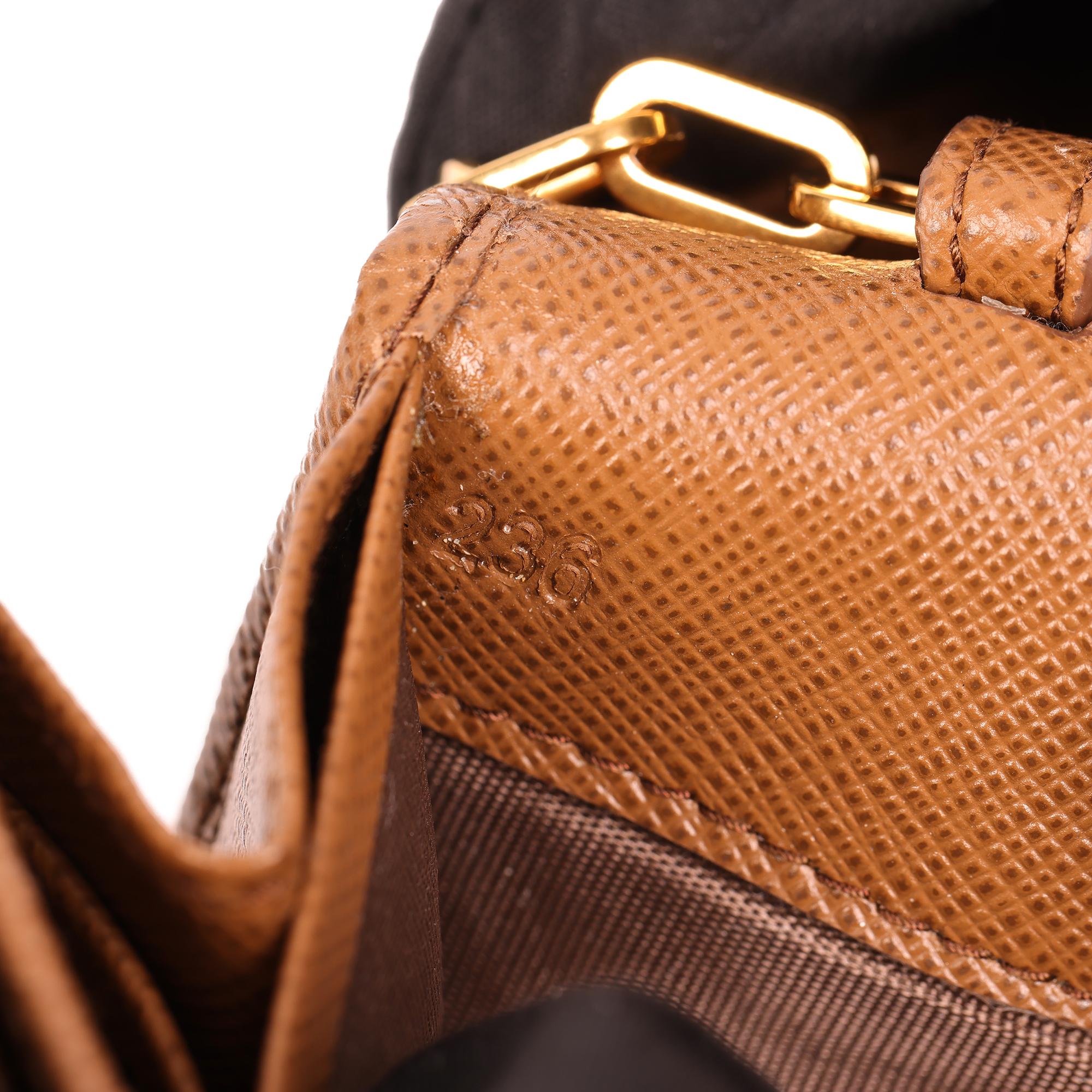 PRADA Cannella Brown Saffiano Leather Wallet-on-Chain WOC 3
