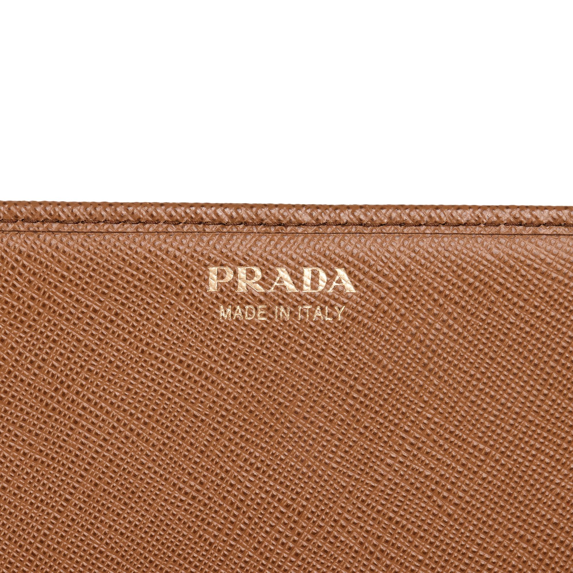 PRADA Cannella Brown Saffiano Leather Wallet-on-Chain WOC 2