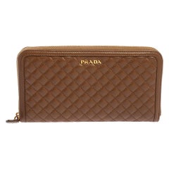 Prada Cannella Quilted Soft Leather Zip Around Wallet