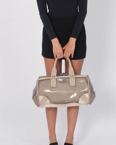 Prada Canvas Vinyl Crystal Cluster Tote Bag Beige Transparent