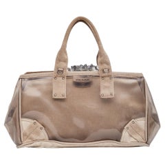 Prada Canvas Vinyl Kristall Cluster Tote Bag Beige Transparent