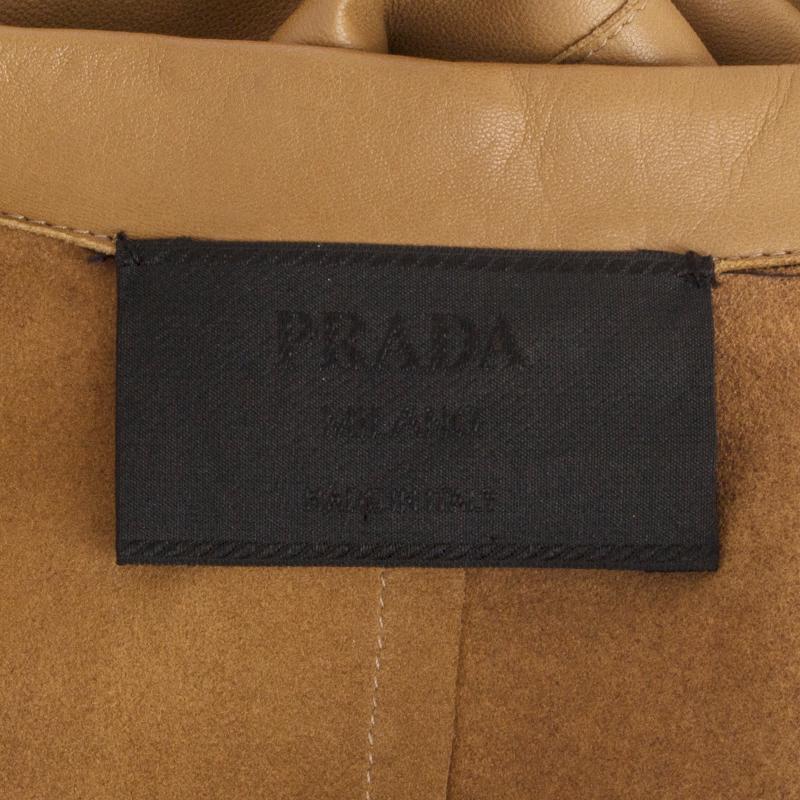 Women's PRADA caramel brown leather CROPPED Blazer Jacket 42 M