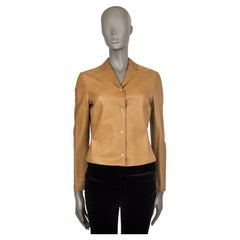 PRADA caramel brown leather CROPPED Blazer Jacket 42 M
