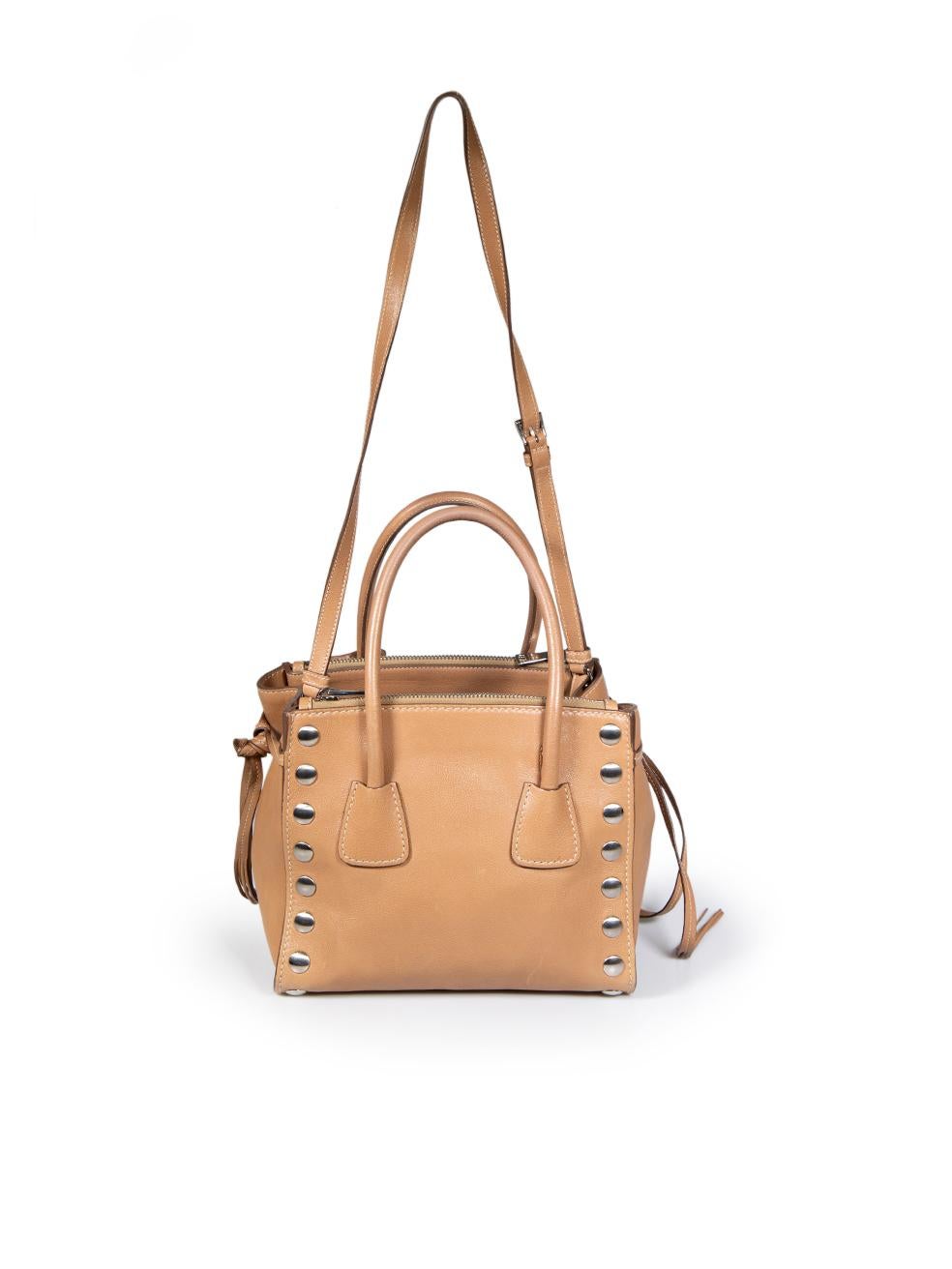 Prada Caramel Glace Calf Studded Twin Pocket Bag In Excellent Condition In London, GB