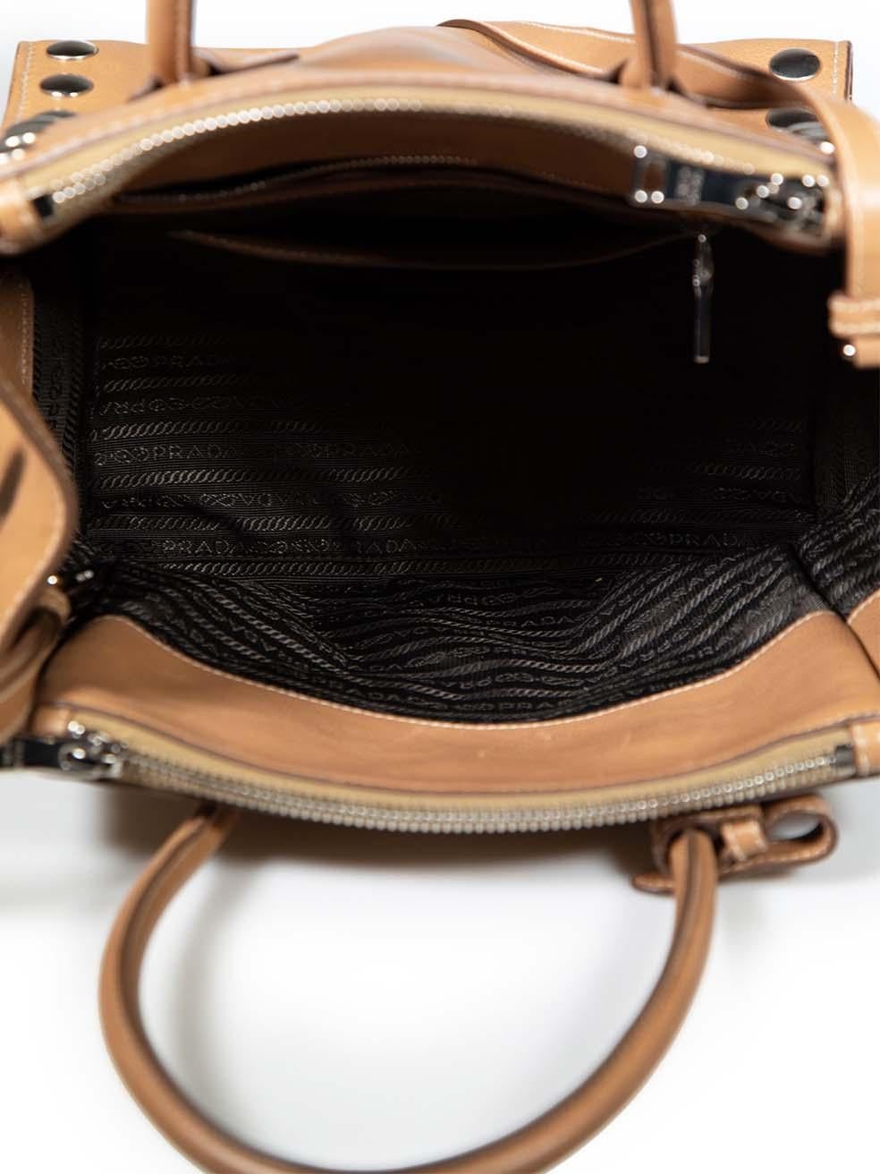 Prada Caramel Glace Calf Studded Twin Pocket Bag 1
