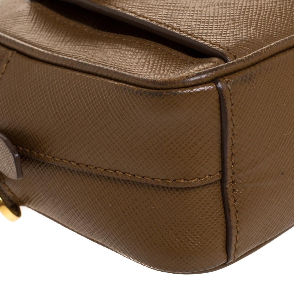 Prada Caramel Saffiano Leather Camera Pushlock Crossbody Bag 4