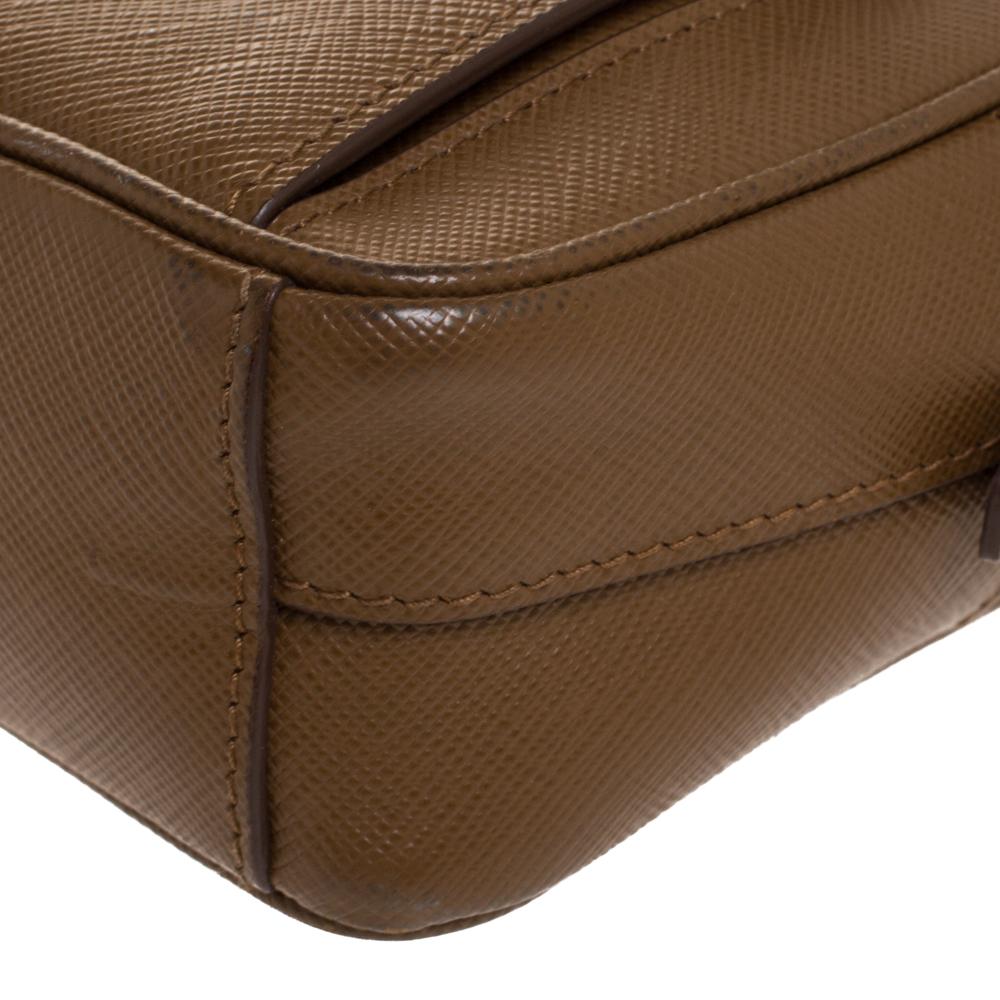Prada Caramel Saffiano Leather Camera Pushlock Crossbody Bag 3