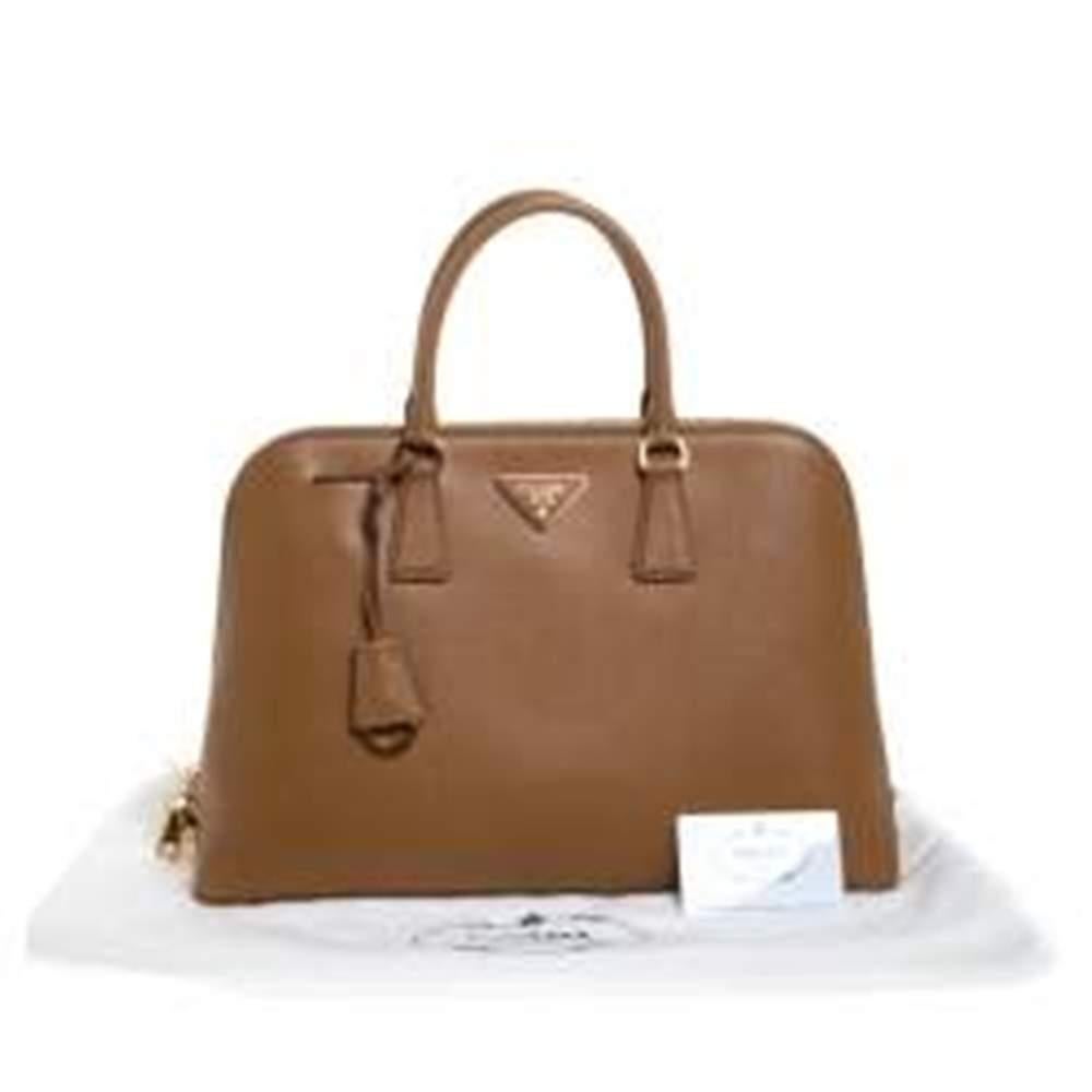 Women's Prada Caramel Saffiano Lux Leather Medium Promenade Bag