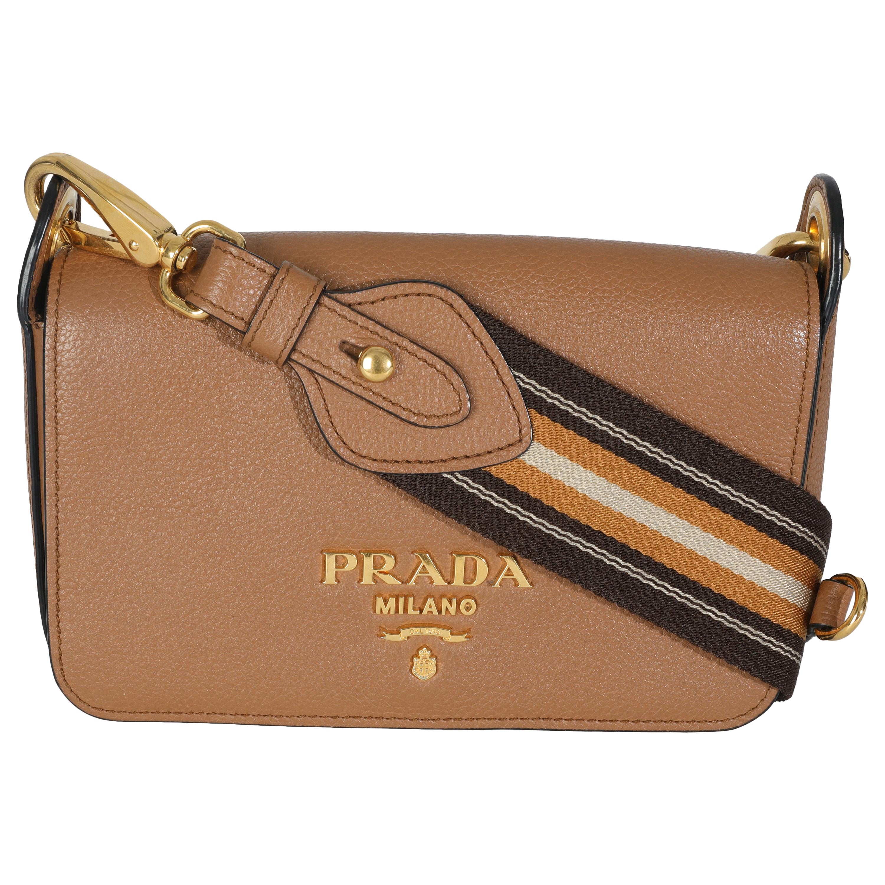 Prada Caramel Vitello Daino Camera Crossbody For Sale
