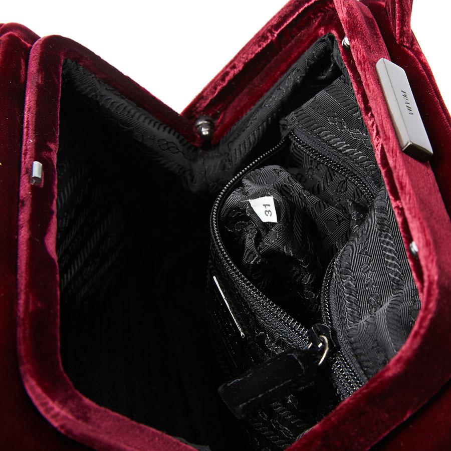 PRADA Cardinal Red Velvet Bag Double Handle 5