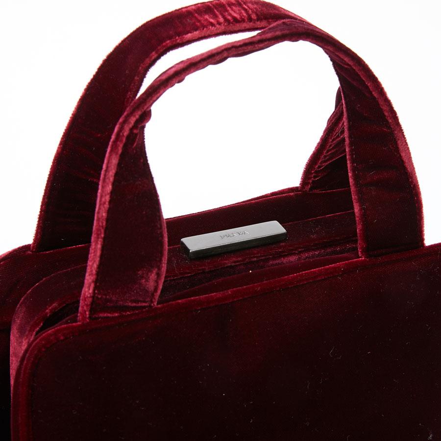 Women's PRADA Cardinal Red Velvet Bag Double Handle