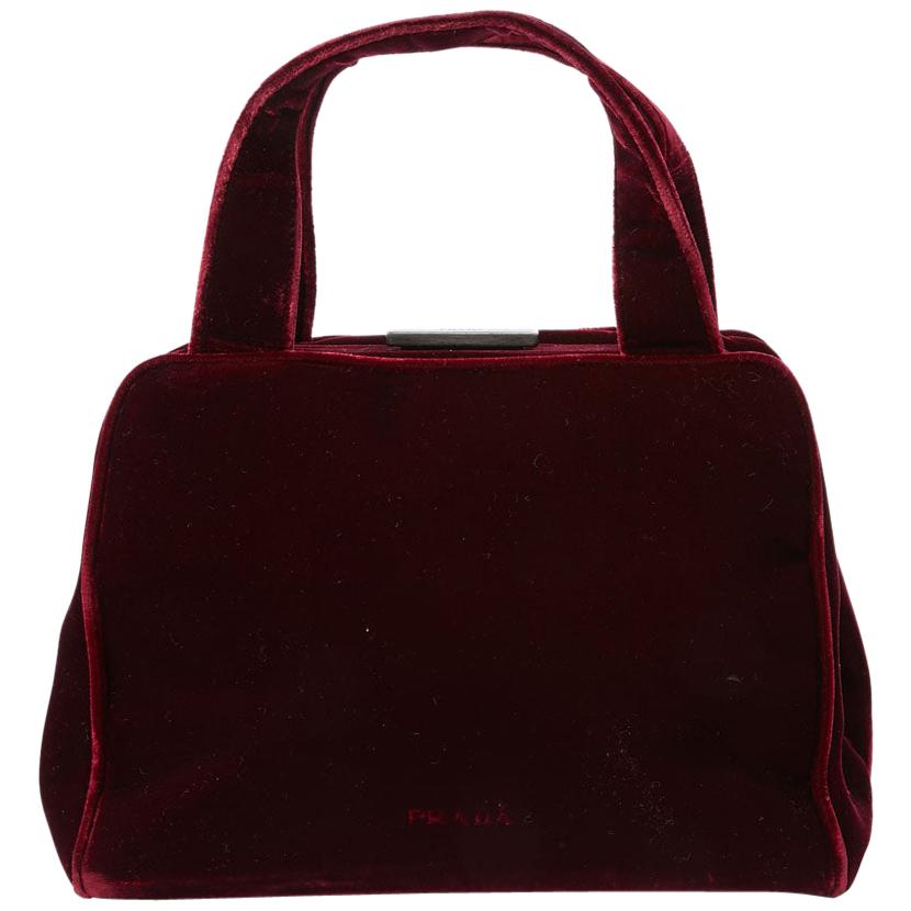 prada red velvet bag