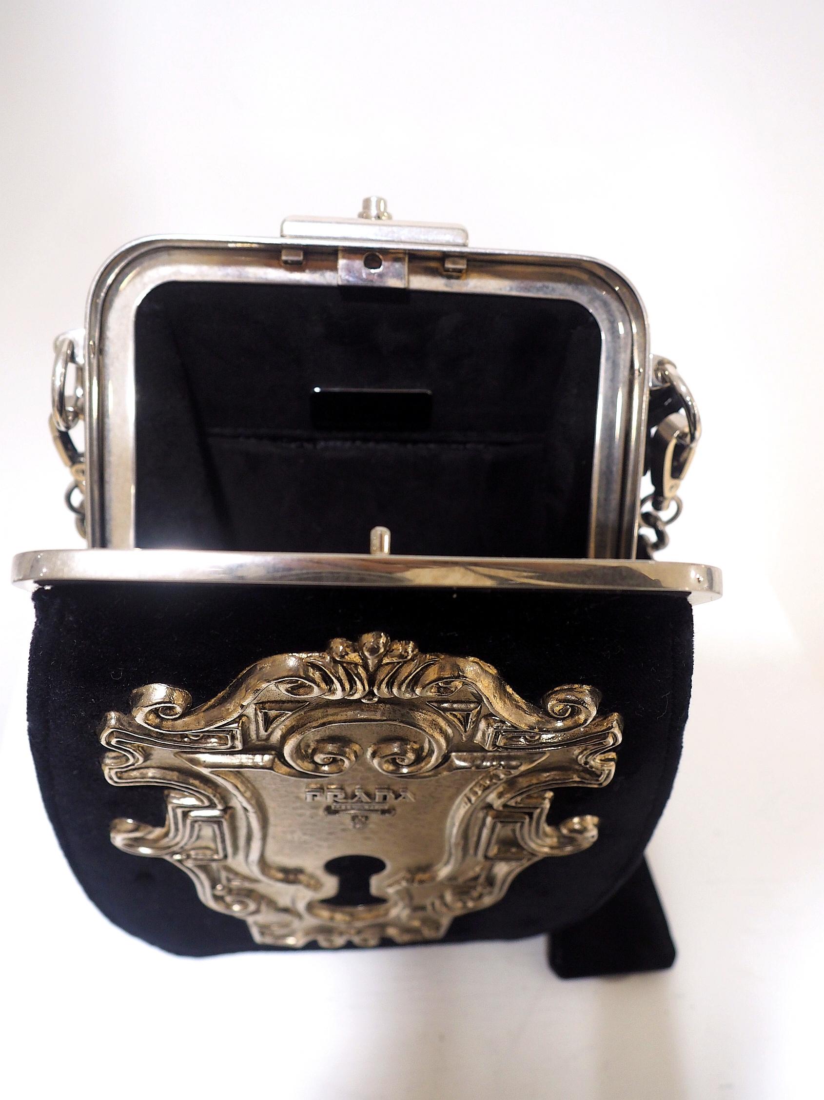 Black Prada Catwalk velvet lock purse NWOT