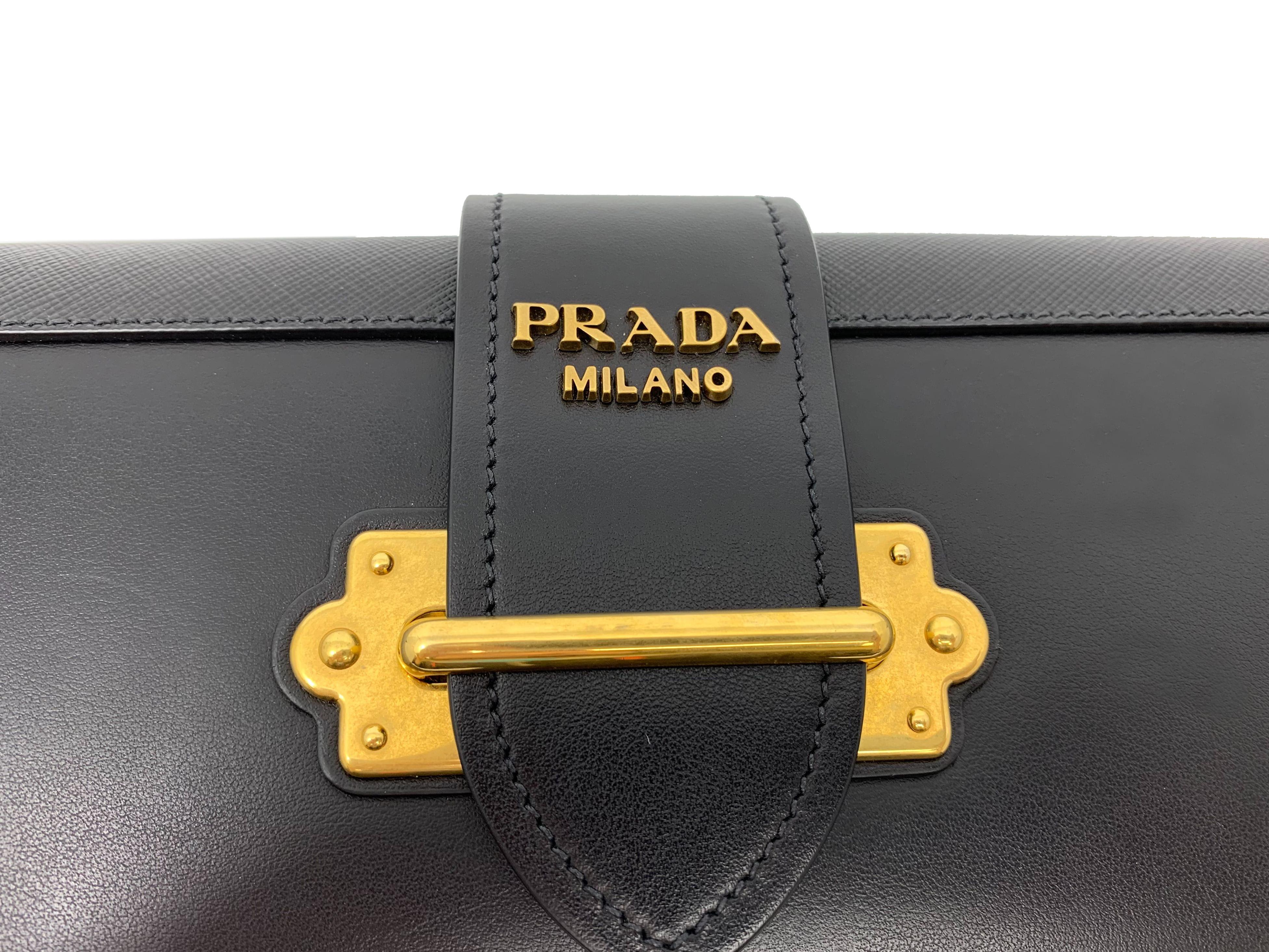 Women's Prada Cashier Calf Saffiano Leather Black Crossbody Ladies Bag 1BF048 2BB0