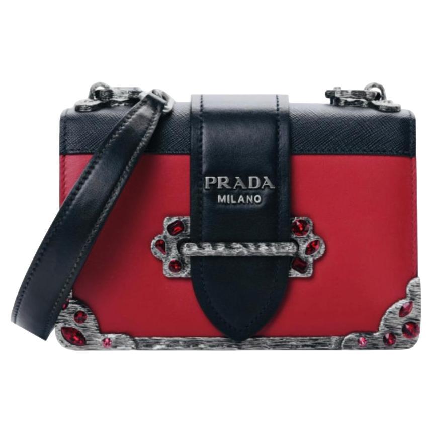Prada Cashier Crystal Embellished Leather Bag For Sale