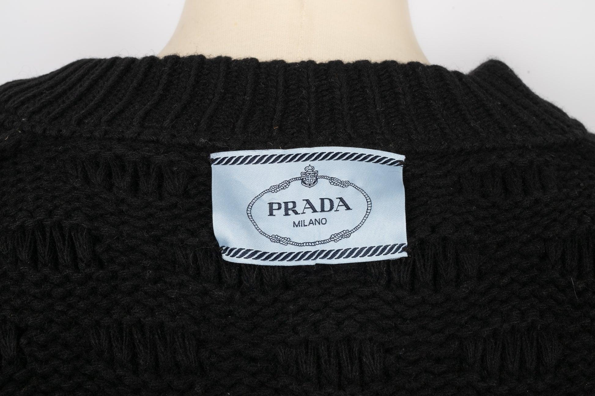 Prada Cashmere and Wool Black Cape For Sale 3
