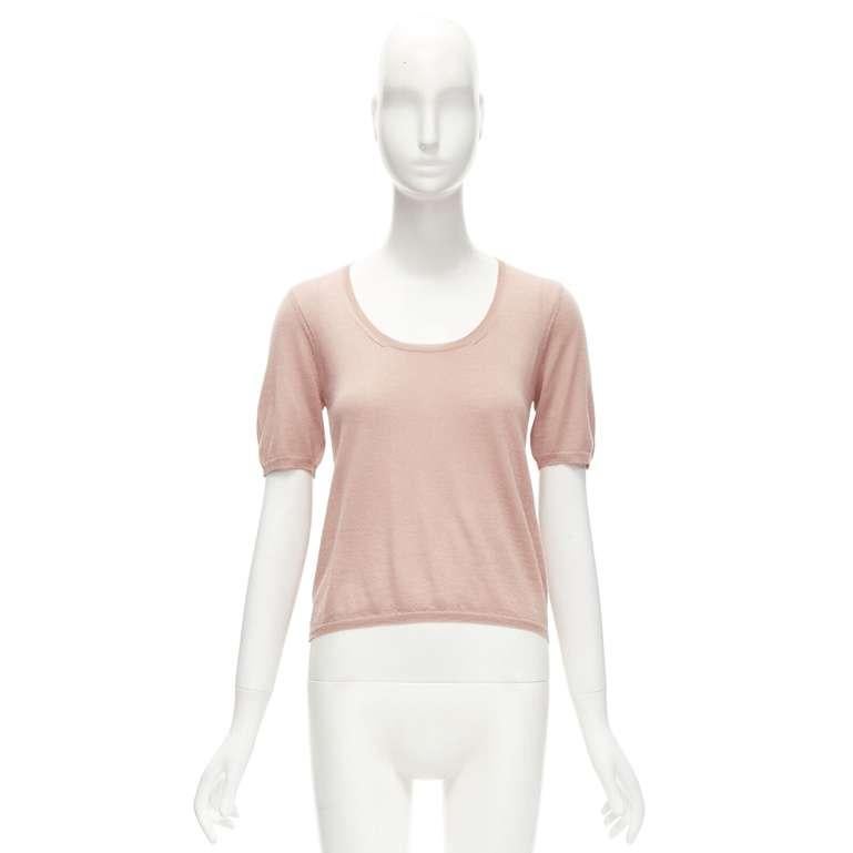 PRADA cashmere silk dusty pink short sleeves scoop neck sweater IT38 XS 6