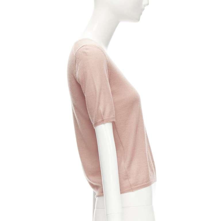 Women's PRADA cashmere silk dusty pink short sleeves scoop neck sweater IT38 XS