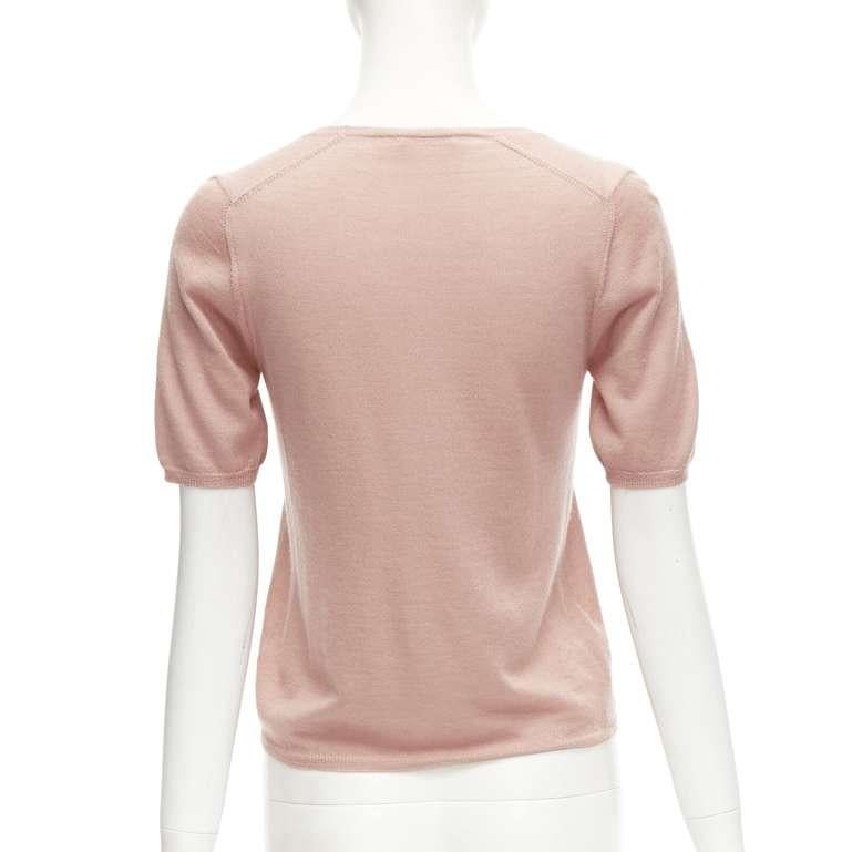 PRADA cashmere silk dusty pink short sleeves scoop neck sweater IT38 XS 1