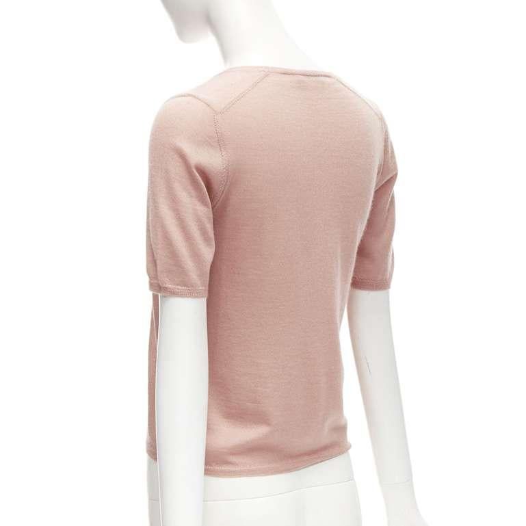 PRADA cashmere silk dusty pink short sleeves scoop neck sweater IT38 XS 2