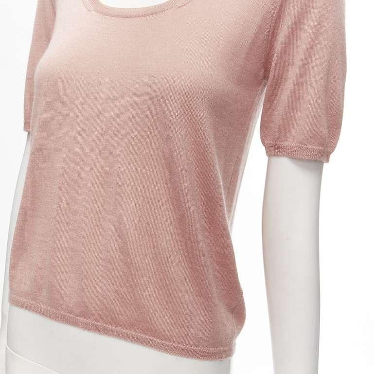PRADA cashmere silk dusty pink short sleeves scoop neck sweater IT38 XS 3