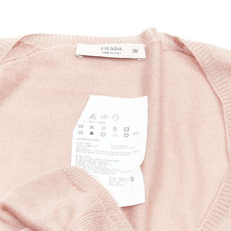 PRADA cashmere silk dusty pink short sleeves scoop neck sweater IT38 XS 5