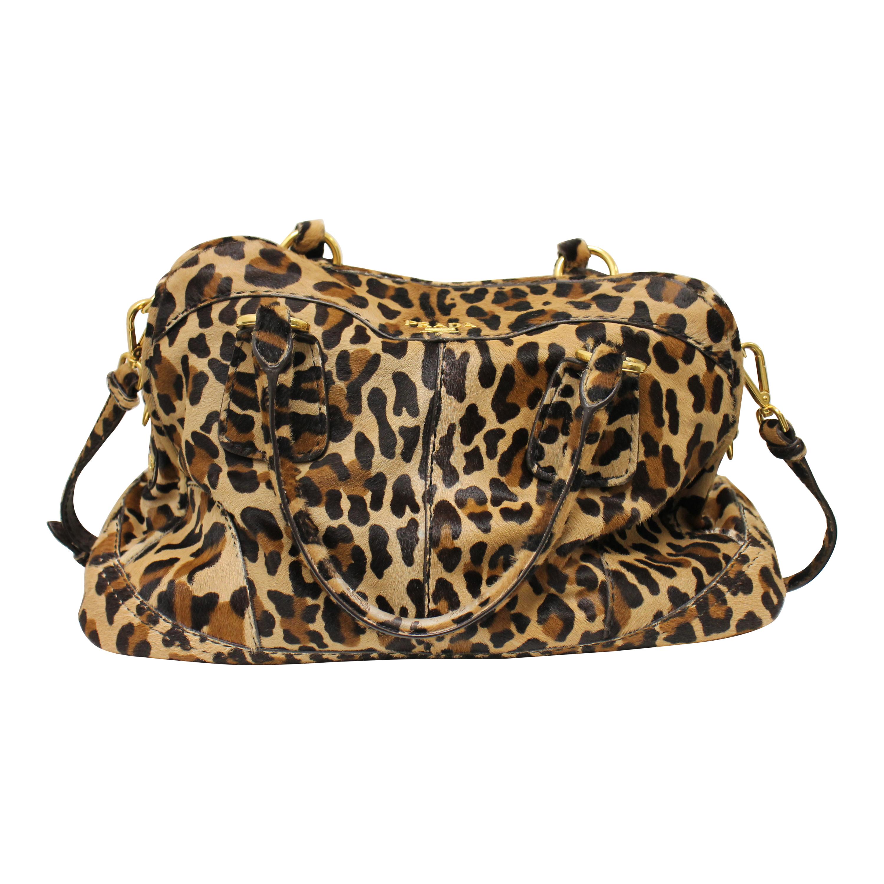 Prada Cavallino Animal Print Satchel For Sale