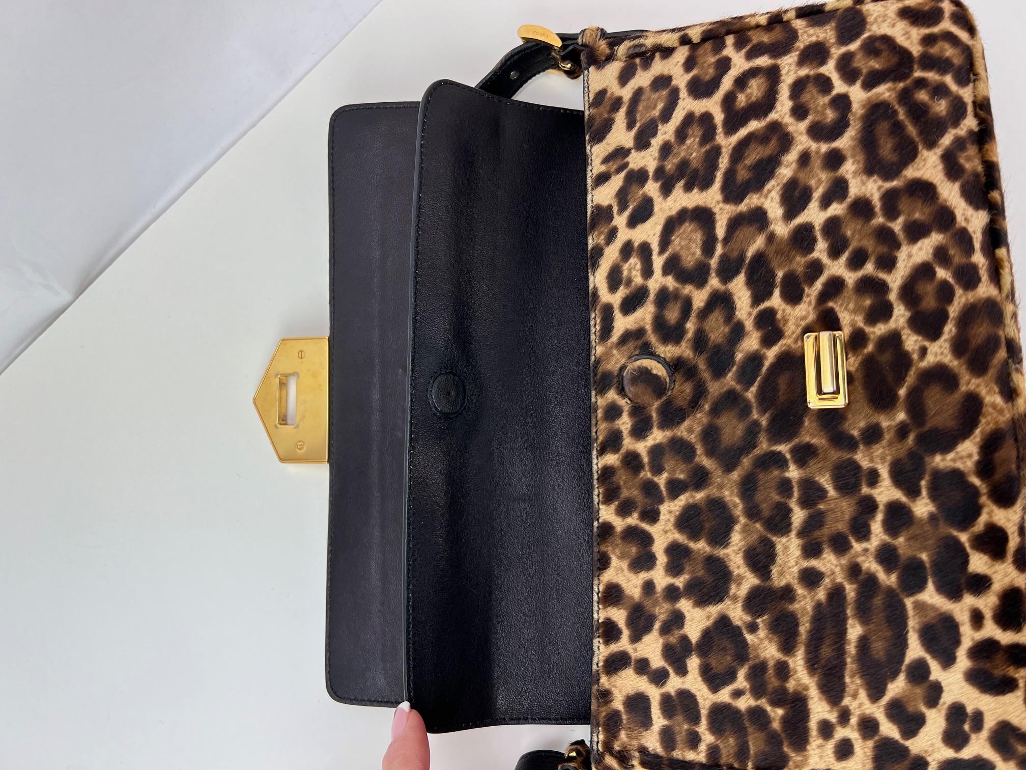 Prada Cavallino Leopard calf Hair Shoulder Bag For Sale 8