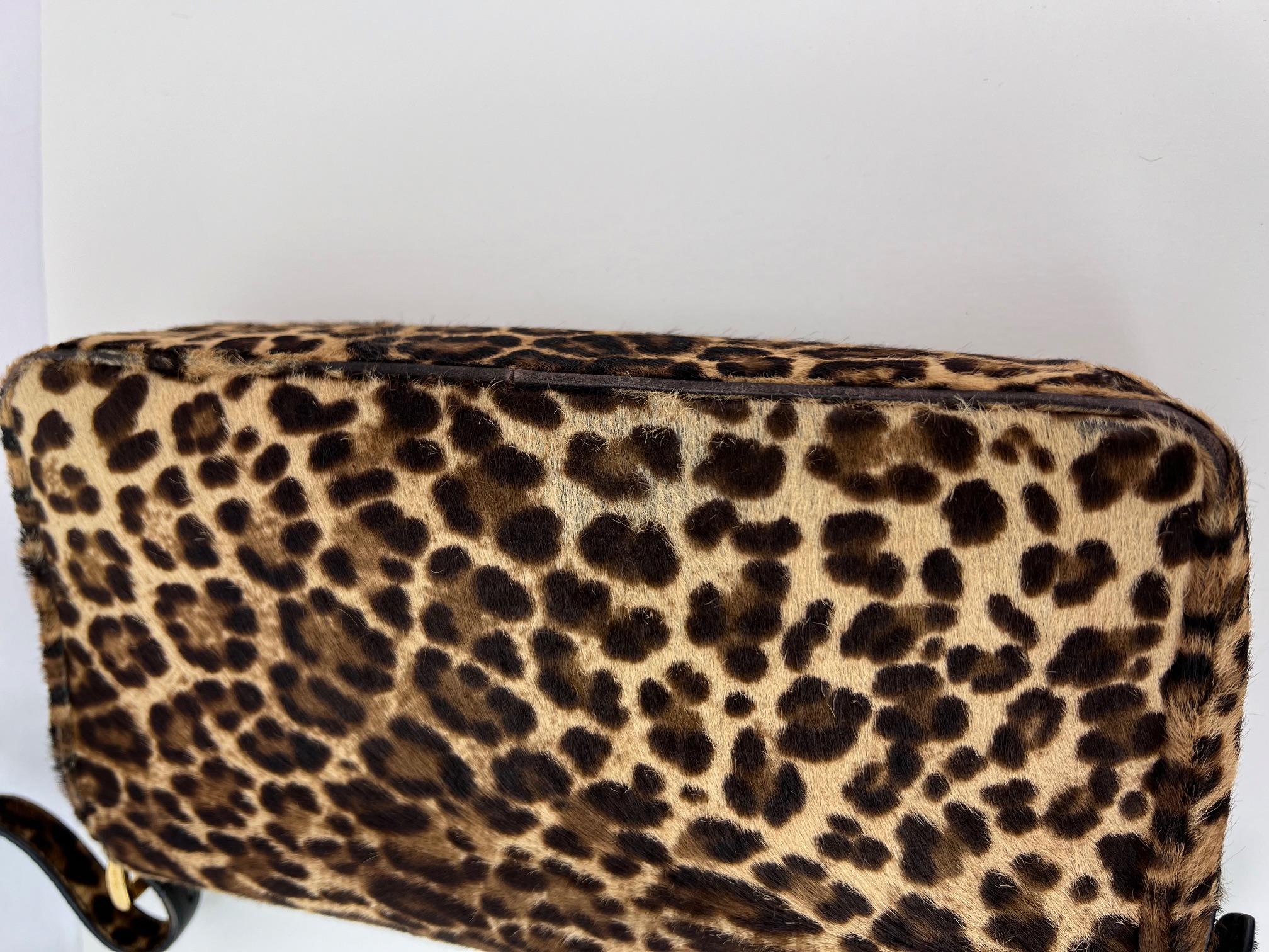 Prada Cavallino Leopard calf Hair Shoulder Bag For Sale 13