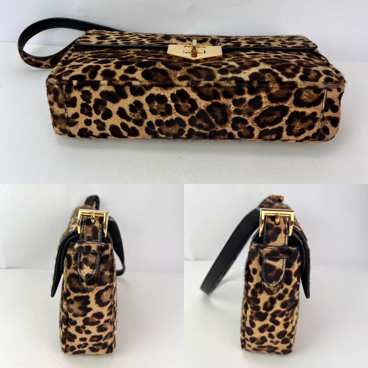 Prada Cavallino Leopard calf Hair Shoulder Bag In Good Condition For Sale In Freehold, NJ