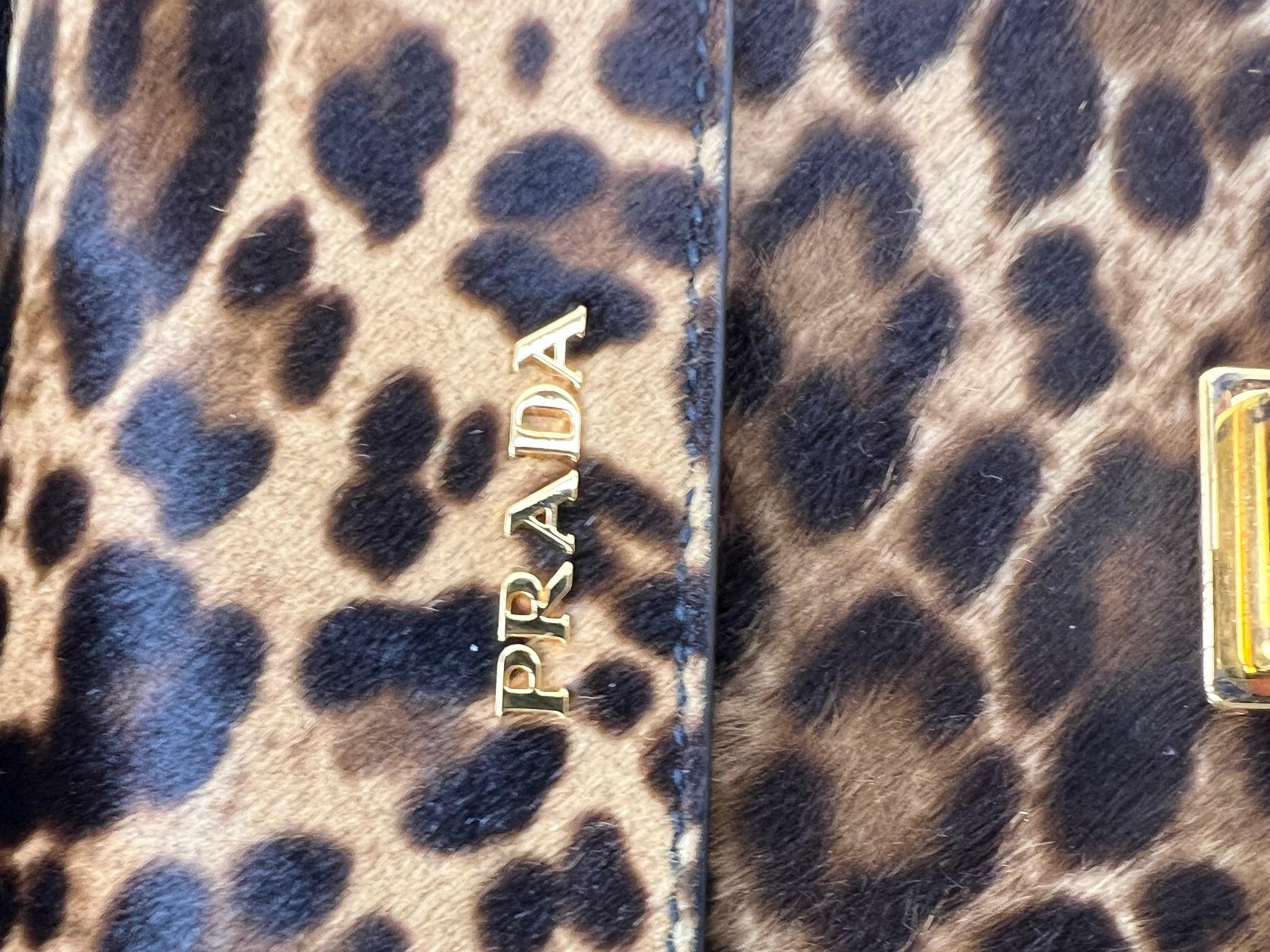 Prada Cavallino Leopard calf Hair Shoulder Bag For Sale 2