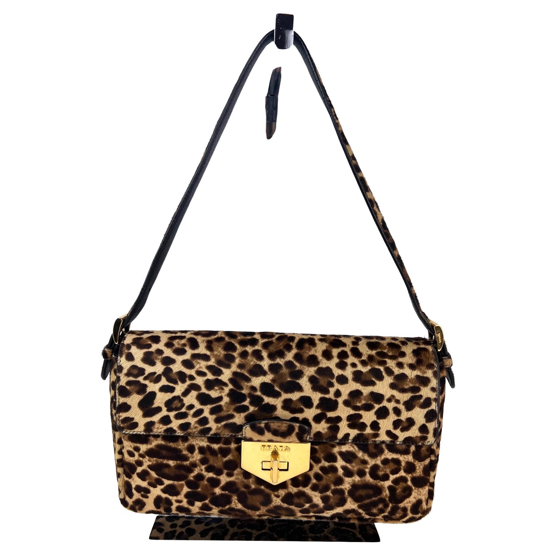 Prada Cavallino Leopard calf Hair Shoulder Bag For Sale