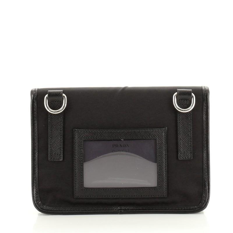 Black Prada Cellphone Case Crossbody Bag Tessuto with Saffiano Mini
